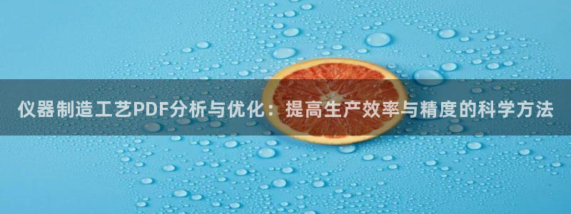 天宏娱乐小刘叔：仪器制造工艺PDF分析与优化：提高生产效率与